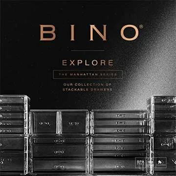 BINO THE MANHATTAN SERIES Acrylic Makeup Drawer Organizer- 4 Drawers | Clear Beauty Organizers and Storage| Cosmetic & Drawer| Home Organization| Jewelry Vanity Accessories