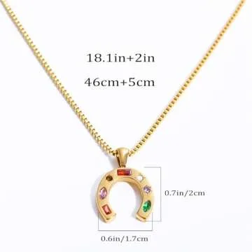 CASOLVX 18k Plated Gold Horseshoe Necklaces Lucky Horseshoe Necklace Delicate Gold Necklace Tiny Horseshoe Necklace Jewelry for Women, standard