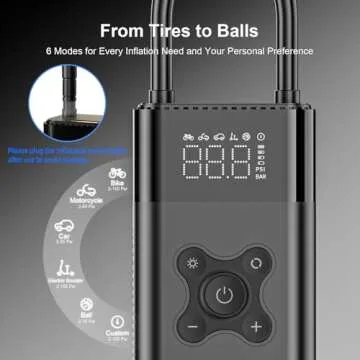 ZSX Tire Inflator Portable Air Compressor, 150 PSI Air Pump for Car, Electric Bike Pump with Digital Tire Pressure Gauge, Portable Tire Inflator for Compact Car, Electric Motorcycle, Bike, Black