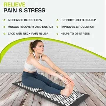 ProsourceFit Acupressure Mat and Pillow Set for Back/Neck Pain Relief and Muscle Relaxation, XL - Black/White