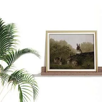 Farmhouse Landscape Forest Pictures Bedroom - Art Deco Wall Art for Kitchen - 11 x 14 Art Prints- Rustic Vintage Decor for Living Room - Antique French Poster - Rabbit Cute Animal Moody Oil Painting