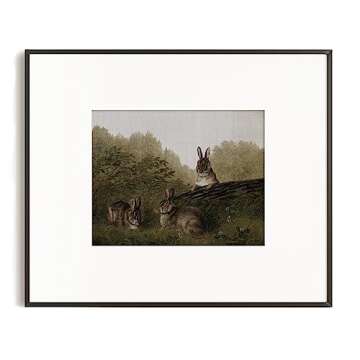 Farmhouse Landscape Forest Pictures Bedroom - Art Deco Wall Art for Kitchen - 11 x 14 Art Prints- Rustic Vintage Decor for Living Room - Antique French Poster - Rabbit Cute Animal Moody Oil Painting