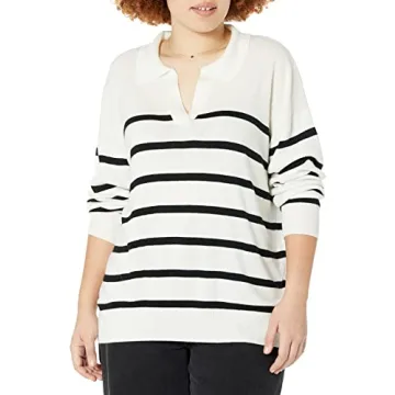 The Drop Women's Meena Loose Fit Open Collar Sweater