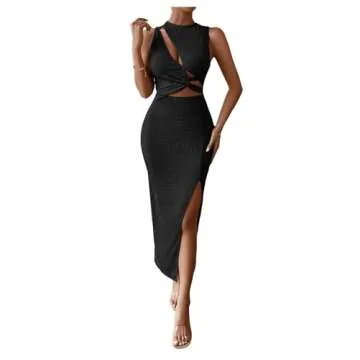 SOLY HUX Women's Cut Out Twist Front Bodycon Dress