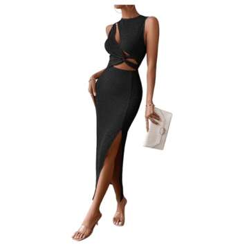 SOLY HUX Women's Cut Out Twist Front Bodycon Dress