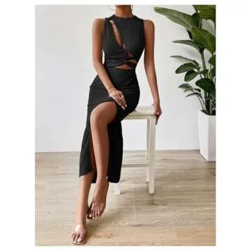 SOLY HUX Women's Cut Out Twist Front Bodycon Dress