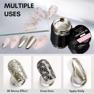 Makartt Chrome Gel Nail Polish: 8ml Metallic Gel Nail Polish, Gold 3D Metal Painting Gel for Nail Art Soak off UV/LED Glossy Mirror Effect Nail Glue Gel for Home Salon DIY Manicure