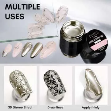 Makartt Chrome Gel Nail Polish: 8ml Metallic Gel Nail Polish, Gold 3D Metal Painting Gel for Nail Art Soak off UV/LED Glossy Mirror Effect Nail Glue Gel for Home Salon DIY Manicure