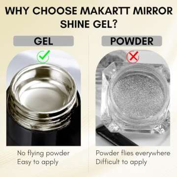 Makartt Chrome Gel Nail Polish: 8ml Metallic Gel Nail Polish, Gold 3D Metal Painting Gel for Nail Art Soak off UV/LED Glossy Mirror Effect Nail Glue Gel for Home Salon DIY Manicure