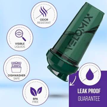 VELOMIX -6 PACK- Shaker Cups for Protein Shakes 28 oz - 6x Wire Whisk | Leak Proof Protein Shaker Bo...