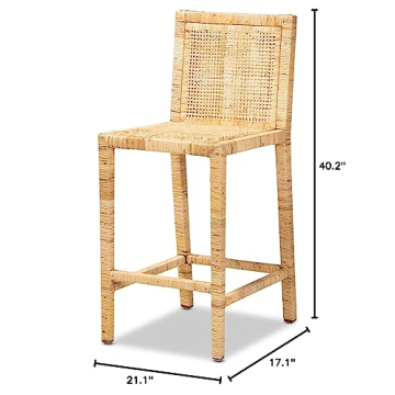 Baxton Studio Sofia Modern Wood Counter Stool with Back, Natural (185-11874-HiT)