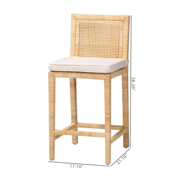 Baxton Studio Sofia Modern Wood Counter Stool with Back, Natural (185-11874-HiT)