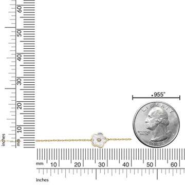 Lavari Jewelers Mother of Pearl Flower Bracelet for Women in 925 Sterling Silver with Yellow Gold Plating Adjustable Lobster Claw