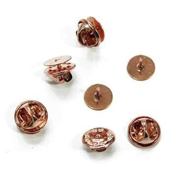 ALL in ONE Butterfly Clutch Tie Tacks Pin Backs with Blank Pins for DIY Craft (Rose Gold 50 Pairs)