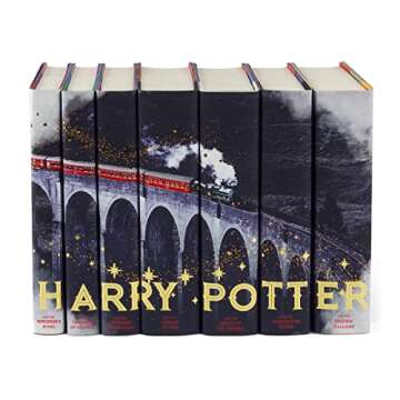 Juniper Books Train Design Metallic Foil Book Covers Only | Books NOT Included | Covers Compatible with Scholastic’s 7 Hardcover Books or Box Set