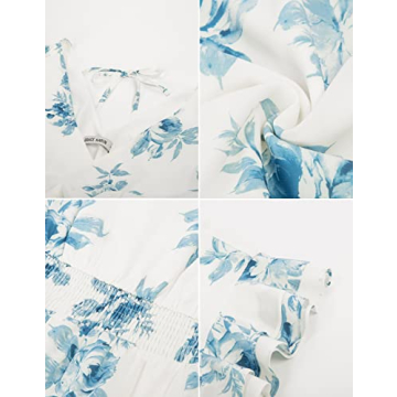 Elegant Summer Floral V Neck Ruffle Sleeve Dress