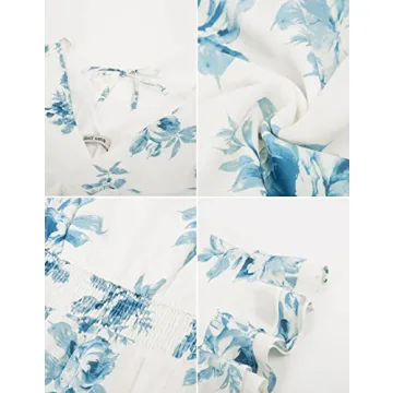 Elegant Summer Floral V Neck Ruffle Sleeve Dress