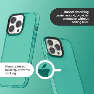 SteepLab Barrier Case for iPhone - Impact Absorbing Case with Full Body Protection and Raised Bezel (Polished Turquoise Blue, iPhone 13 Pro Max)