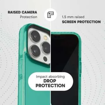 SteepLab Barrier Case for iPhone - Impact Absorbing Case with Full Body Protection and Raised Bezel (Polished Turquoise Blue, iPhone 13 Pro Max)
