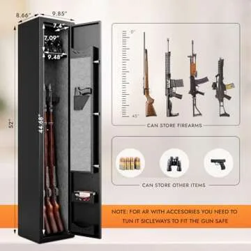 2-3 Gun Safe, Gun safes for Home Rifle and Pistols, Gun Safe for Guns with Quick Access, Gun Safes for Rifles and Shotguns with Removable Gun Racks and Pockets