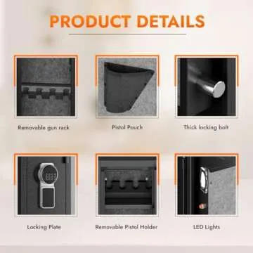 2-3 Gun Safe, Gun safes for Home Rifle and Pistols, Gun Safe for Guns with Quick Access, Gun Safes for Rifles and Shotguns with Removable Gun Racks and Pockets