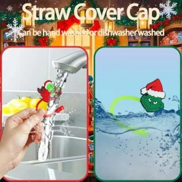 ZERCEJC 6 PCS Christmas Straw Cover Cap for Stanley Cup，Xmas Silicone Straw Toppers Cap Compatible with Stanley 30&40 Oz Tumbler，Reusable Straw Tips Lids for Stanley Cup Accessories
