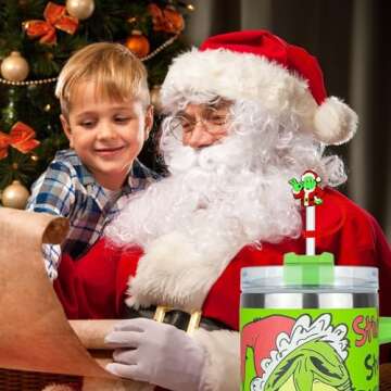 ZERCEJC 6 PCS Christmas Straw Cover Cap for Stanley Cup，Xmas Silicone Straw Toppers Cap Compatible with Stanley 30&40 Oz Tumbler，Reusable Straw Tips Lids for Stanley Cup Accessories