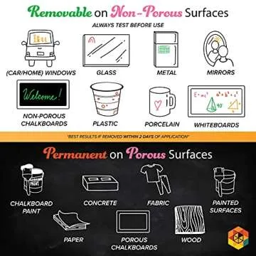 10Pack Erasable Liquid Chalk Markers with Extra Gold and Silver Colors, 6mm Reversible Tip Drawing C...