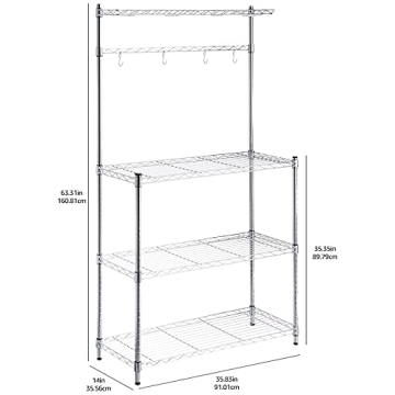 Amazon Basics 3-Tier Kitchen Bakers Rack Durable Storage