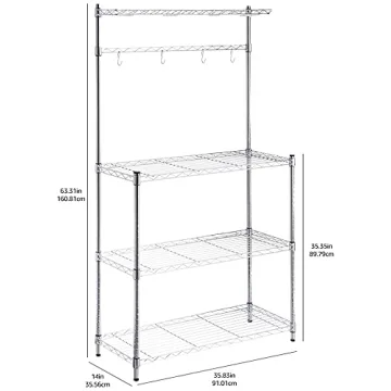 Amazon Basics 3-Tier Kitchen Bakers Rack Durable Storage