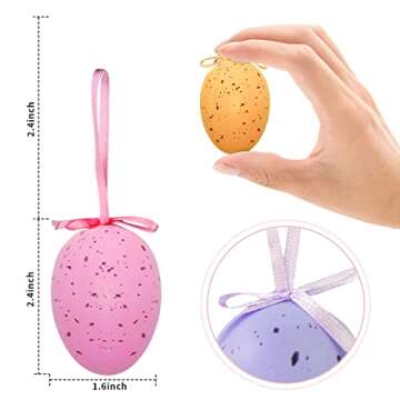 12Pcs Easter Eggs Decorations Hanging Ornaments Colorful for Easter Basket Tree Decor Party Favors S...