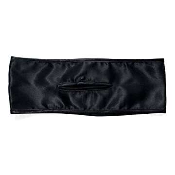 Kitsch Satin Headbands for Women - Sleeping Headband with Ponytail Holder | Frizz Free Satin Lined Headband for All Hair | Softer than Silk Headband for Sleeping | Satin Hair Band for Night Spa, Black