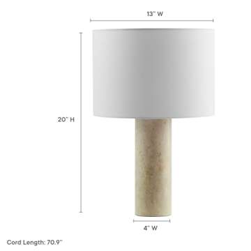 Modway Zenith Travertine Stone Pillar Table Lamp in Travertine