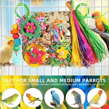 Bird Toys, Parakeet Toys Bird Foraging Toys Grass Mat Climbing Wall for Parakeet,Parrot,Cockatiel,Co...