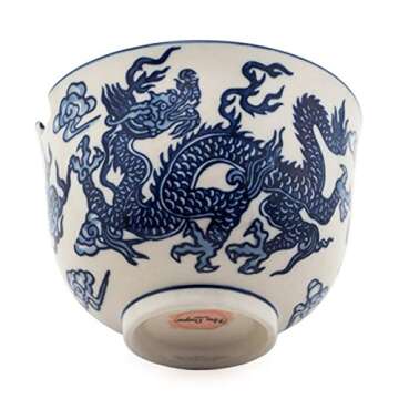 Happy Sales, Multi Purpose 5"D Ramen Udon Soba Pho Noodle Donburi Rice Tayo Bowl with Chopsticks (BlueDragon)