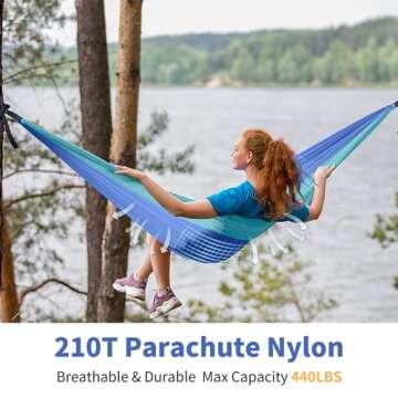 Covacure Camping Hammock with Net - Lightweight Hammock with 2 Tree Straps, Portable Hammocks for In...