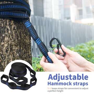 Covacure Camping Hammock with Net - Lightweight Hammock with 2 Tree Straps, Portable Hammocks for Indoor, Outdoor, Hiking, Camping, Backpacking, Travel, Backyard