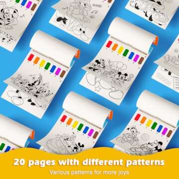 Paint with Water Coloring Book for Kids, 3 in 1 Watercolor Painting Books Kit for Kids Ages 4 5 6 7 8, Cute Cartoon Character Water Color Paint Set Art Craft Gift for Drawing with 2 Brushes