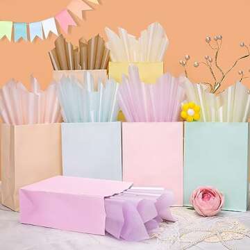 Larcenciel 70 Sheets Tissue Paper, Metallic Gift Tissue Paper for Gift Bags, Gift Wrapping & Packaging, Colorful Gift Wrap Perfect for Birthdays, Holidays, Weddings, Art Crafts, Party Decor,19.7x13.8