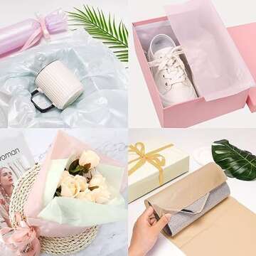 Larcenciel 70 Sheets Tissue Paper, Metallic Gift Tissue Paper for Gift Bags, Gift Wrapping & Packaging, Colorful Gift Wrap Perfect for Birthdays, Holidays, Weddings, Art Crafts, Party Decor,19.7x13.8