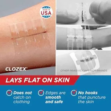 Clozex Emergency Laceration Closures - Repair Wounds Without Stitches. FDA Cleared FSA HSA Eligible Skin Closure Device for 3 Individual Wounds Or Combine for Total Length of 3 3/8 Inches