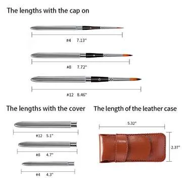 Travel Watercolor Brushes, Round Extra Long Synthetic Sable Pocket Paint Brushes with Protective Case Handle, Perfect for Watercolor Acrylics Gouache Ink 3pcs