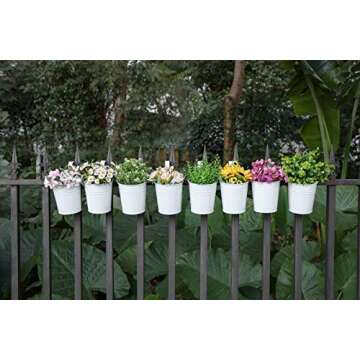 Dahey 10 Pcs Hanging Flower Pots Metal Iron Bucket Planter for Railing Fence Balcony Garden Home Dec...