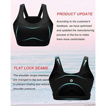 RUNNING GIRL High Impact Sports Bras for Women,Racerback Bra Workout Crop Tops for Women(WX2667 Blac...