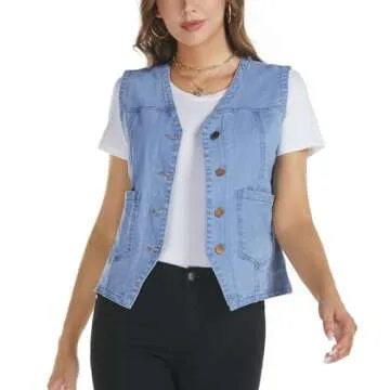 Ladyful Women's Sleeveless Denim Vest for Stylish Casual Wear