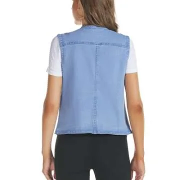Ladyful Women's Sleeveless Denim Vest for Stylish Casual Wear
