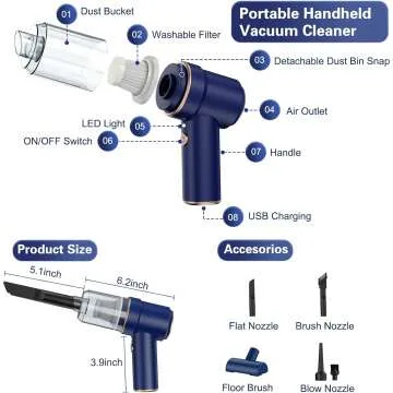 Portable Cordless Handheld Car Vacuum Cleaner 2 in 1