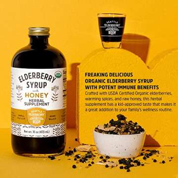 Seattle Elderberry Syrup with Raw Honey – Delicious, Gluten-Free Herbal Supplement with Potent Imm...
