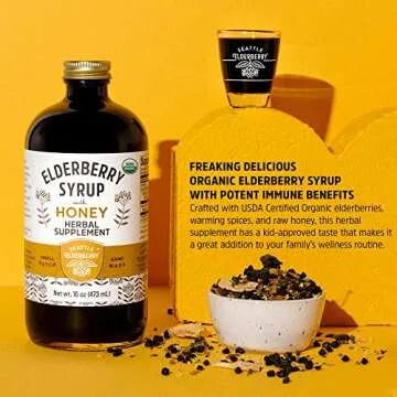 Seattle Elderberry Syrup with Raw Honey – Delicious, Gluten-Free Herbal Supplement with Potent Imm...