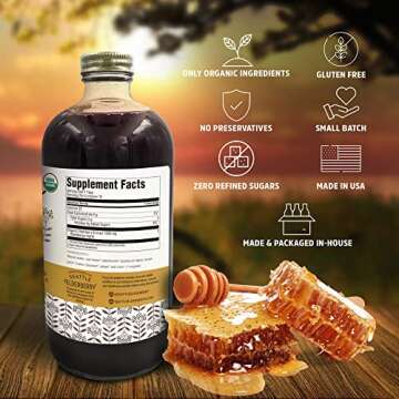 Seattle Elderberry Syrup with Raw Honey – Delicious, Gluten-Free Herbal Supplement with Potent Immune Benefits Made from Only Organic Ingredients in Small Batches in The USA - 16oz